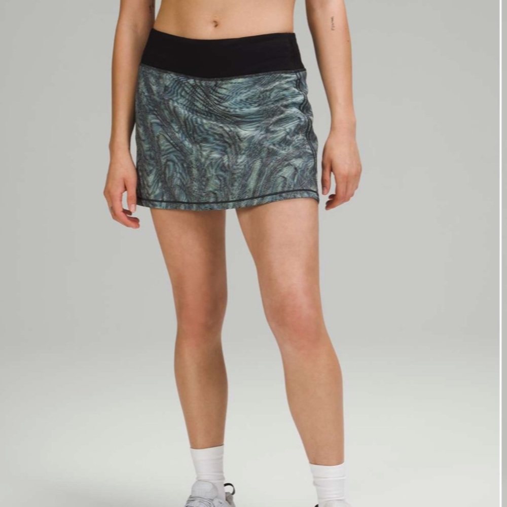 Lululemon Pace Rival Skirt (Tall) No Panels 15” - Icing Blue Multi/Black Size 6